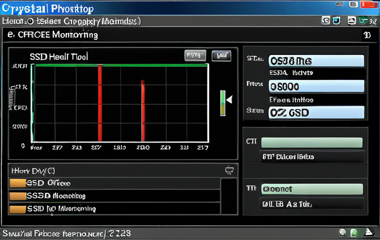 **Image:** A close-up of a computer screen displaying an SSD health monitoring tool (e.g., CrystalDiskInfo) with temperature and SMART status clearly visible. The setting is a typical home office.