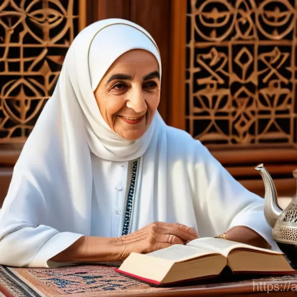 멀티코어 CPU와 싱글코어 CPU 비교 - **Prompt:** An elderly Arab woman, with a kind and wise expression, is sitting comfortably in a trad...