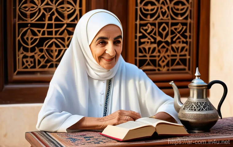 멀티코어 CPU와 싱글코어 CPU 비교 - **Prompt:** An elderly Arab woman, with a kind and wise expression, is sitting comfortably in a trad...