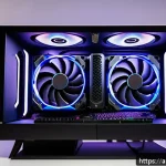그래픽카드 오버클럭 방법 - A detailed, realistic close-up of a high-end gaming PC setup in an Arab home environment, showcasing...