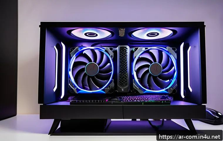 그래픽카드 오버클럭 방법 - A detailed, realistic close-up of a high-end gaming PC setup in an Arab home environment, showcasing...