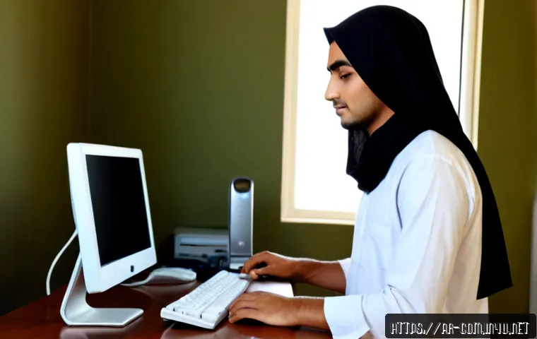 초보자를 위한 컴퓨터 포맷 방법 - Photorealistic scene of an Arab beginner at a tidy home desk preparing to format a desktop computer,...